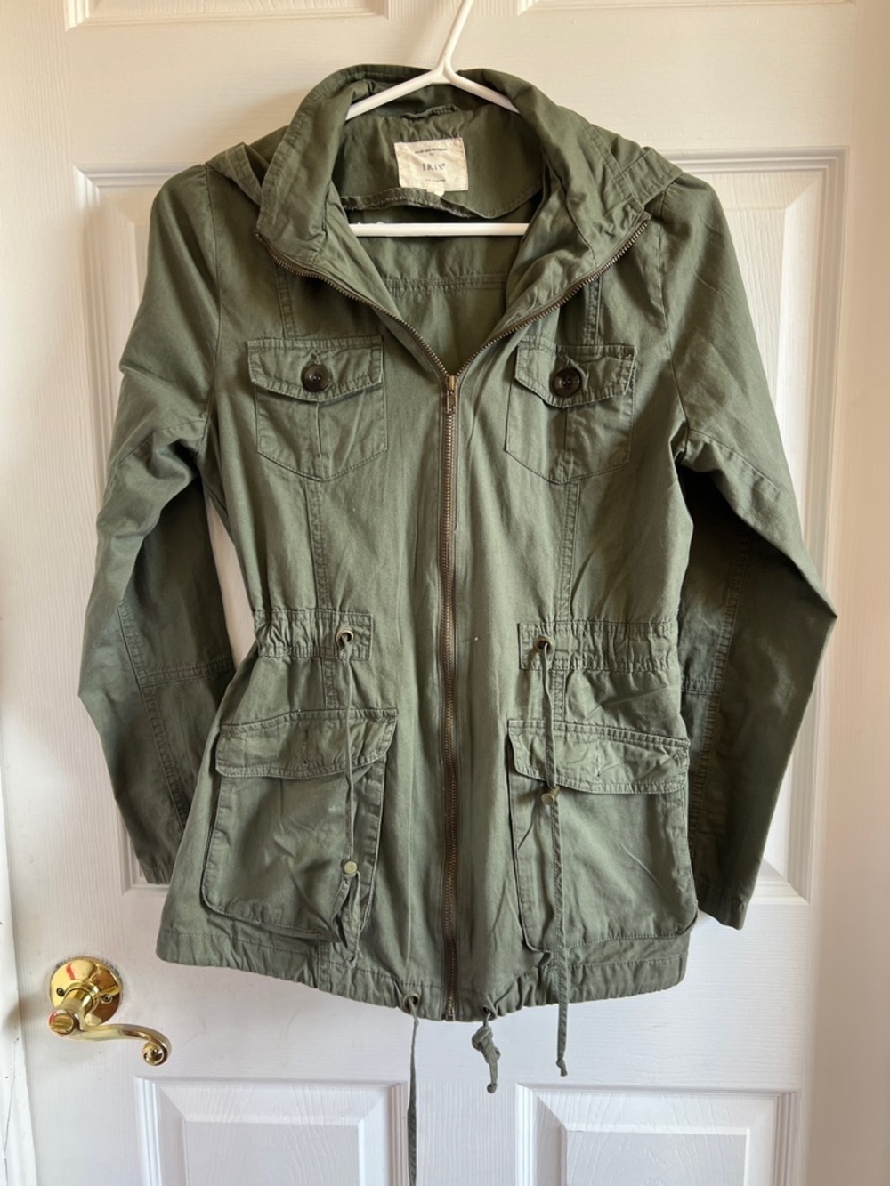 iris Olive Utility Jacket with Drawstring Waist